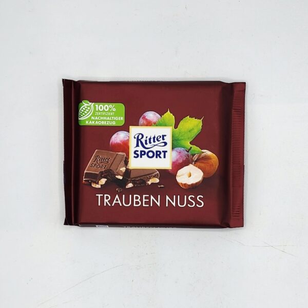 Rittersport 3.5oz Milk Chocolate With Rasins and Hazelnuts