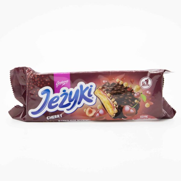 Goplana 4.93 OZ Jeżyki Dark Cherry Biscuits in dark chocolate