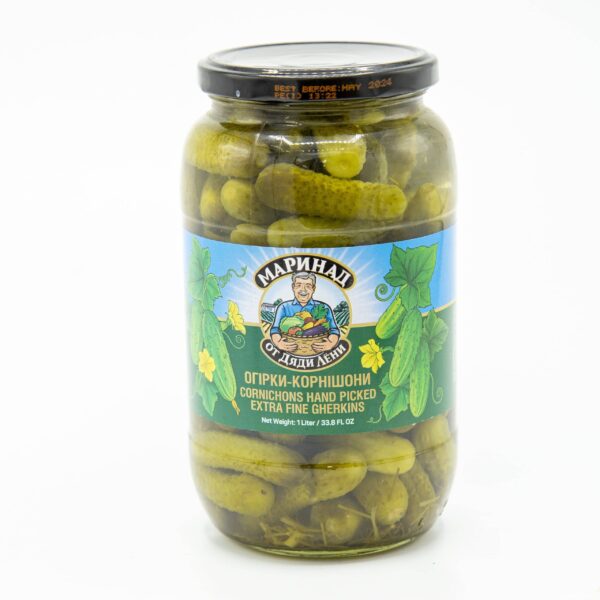 UNCLE LENYA 33.8oz CORNICHONS HAND PICKED FINE GHERKINS