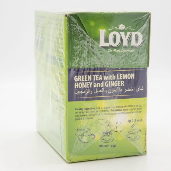 LOYD 20ct PYRAMID GREEN TEA WITH LEMON HONEY AND GINGER - Image 3