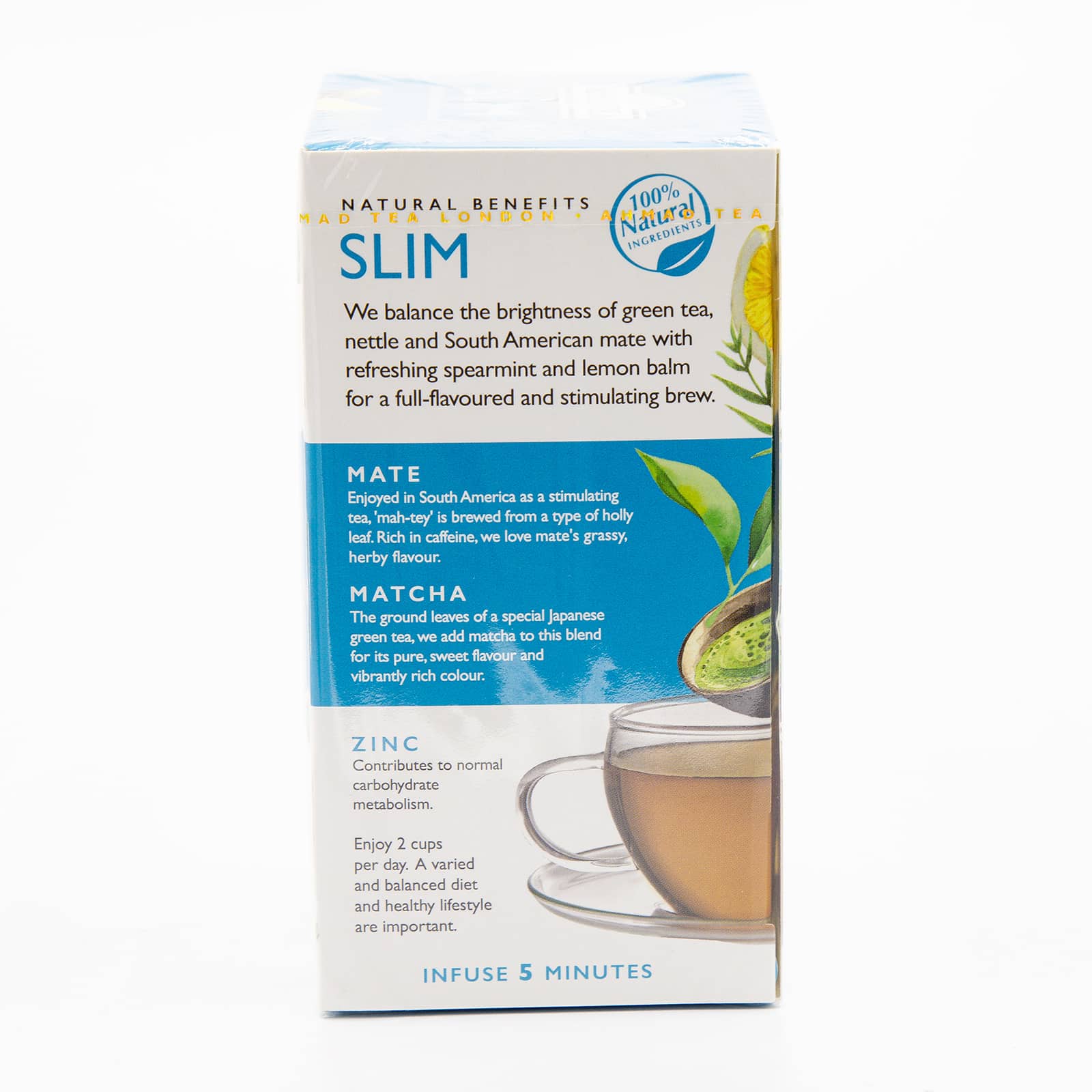 Ahmad Tea Green Tea, Lemon, Mate, & Matcha 'Slim' Natural Benefits