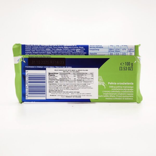 WEDEL 3.53oz MILK CHOCOLATE TYMBARK APPLE MINT - Image 2