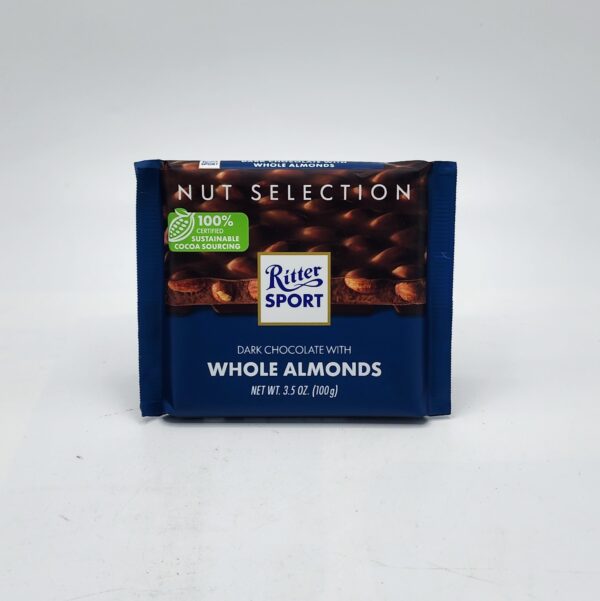 RITTERSPORT 3.5oz DARK CHOCOLATE WITH WHOLE ALMONDS