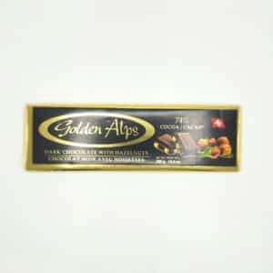 GOLDEN ALPS 10.6oz DARK CHOCOLATE WITH HAZELNUTS 74% CACAO